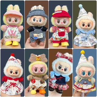 Labubu เสื้อผ้า 15 ซม.17 ซม. LabubuV1V2V3 ขนาดเล็ก Milan Arisa Macaron ตุ๊กตาหมวกเสื้อผ้าอุปกรณ์เสริม Labubu จี้ตุ๊กตาสวมใส่เสื้อกั๊กชุด
