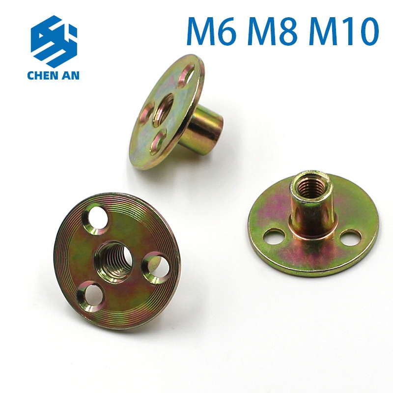 CHEN AN 1PCS M6 M8 M10 Hole Tee Nut Fixing และเชื่อมต่อเฟอร์นิเจอร์ด้าย 三孔铁板母READY STOCK
