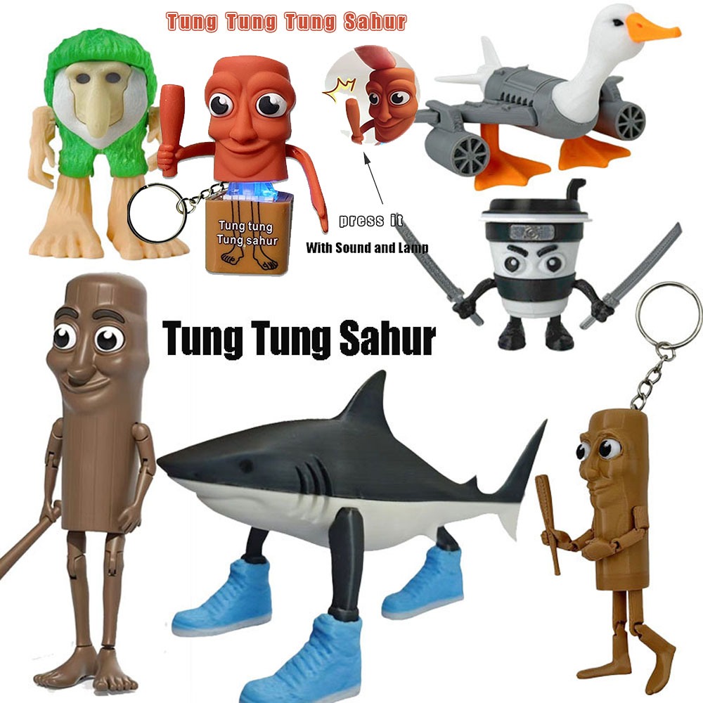 พร้อมเสียงTung Tung Tung Sahur พวงกุญแจ Traralero Tralala อิตาเลี่ยน Brainrot ของเล่นพวงกุญแจจี้ตุ๊ก