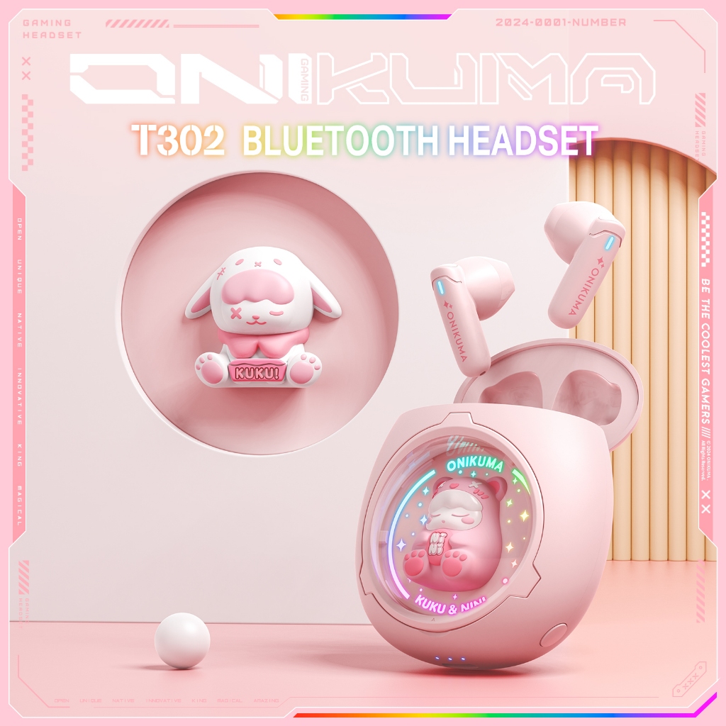 ONIKUMA T302 TWS หูฟังไร้สายมาพร้อมเคสชาร์จลวดลายสุดเท่ Wireless 5.3 เสียงระดับ Hi-Fi มี Game Mode ขนาดเล็กพกพาง่าย