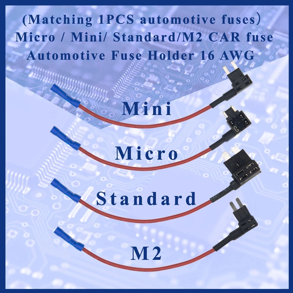 (จับคู่ 1PCS ฟิวส์รถยนต์) Micro / Mini / Standard / m2 micro2 mini2 ฟิวส์รถยนต์ผู้ถือฟิวส์รถยนต์ 16 AWG