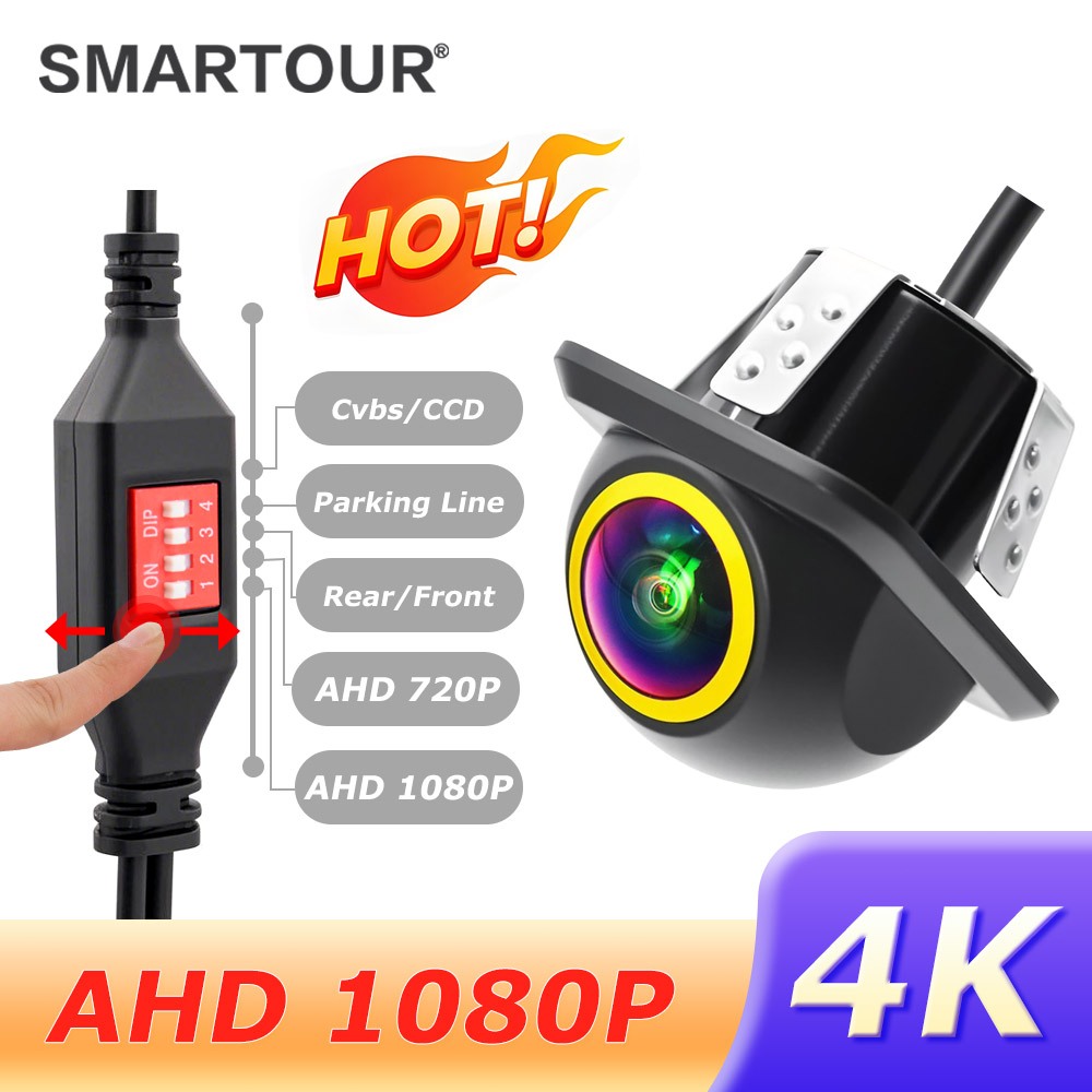 Smartour 4K AHD 1080P รถกล้อง Fisheye เลนส์ Starlight Night Vision AHD720P CVBS NTSC PAL Universal ส