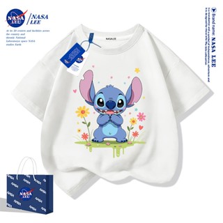 【ของพร้อมส่ง】เสื้อยืดเด็ก NASA สีขาว ผ้าฝ้ายพรีเมียม ลายสติท…