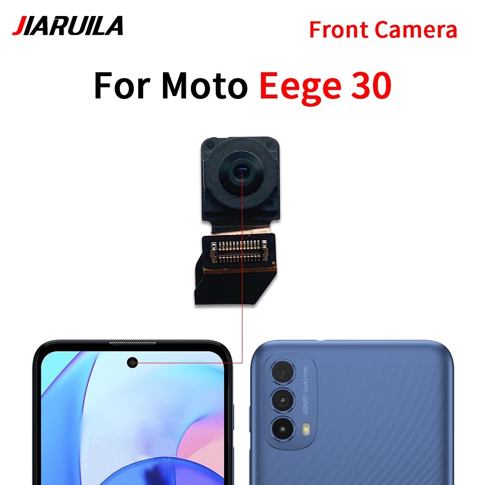 กล้องด้านหน้าด้านหลังสําหรับ Moto Edge 30 โมดูลกล้องด้านหลัง Flex Cable + เปลี่ยนกล้อง Facing หน้า