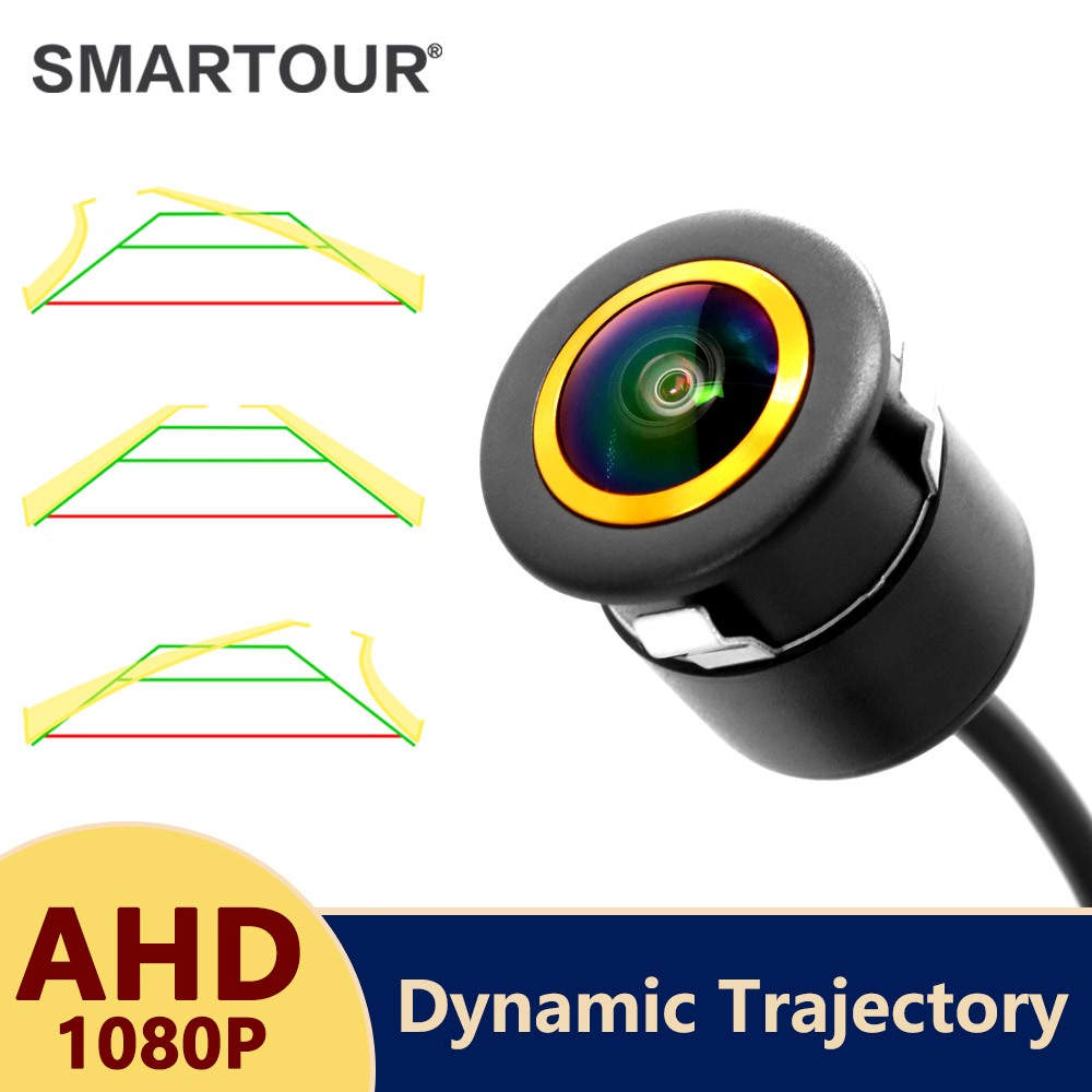 Smartour AHD 1080 รถแบบไดนามิกกล้องมองหลังรถย้อนกลับเลนส์ Golden Fisheye Night Vision กันน้ํา Universal Track กล้อง