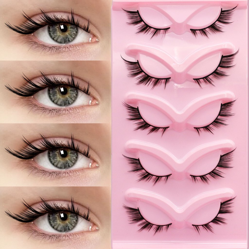5 คู่ Cat Eye Lashes Faux Mink Eyelashes Winged ธรรมชาติสมจริง Messy End Eye Elongated ขนตาปลอม