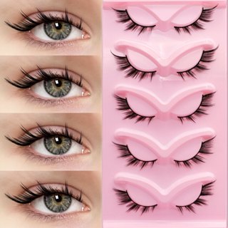 5 คู่ Cat Eye Lashes Faux Mink Eyelashes Winged ธรรมชาติสมจร…