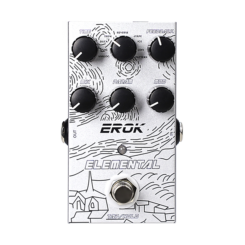 EROK Digital Delay Guitar Pedal,9 Effect with Tape Temps/LoFi/dTAP/Reverse/Ice,Max 3000ms Delay Time
