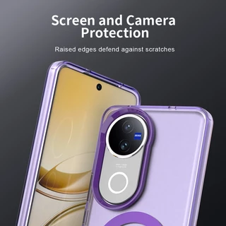 เคส Vivo V60 V50 V40 V50 Lite 5G เคส Vivo V40 Pro เคสกันกระแทกโปร่งแสงสีลูกกวาดพร้อมการชาร์จไร้สายแม่เหล็กกรอบ TPU ฝาหลังพลาสติก