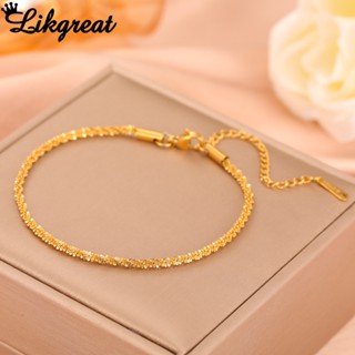 LIKGRET สร้อยข้อมือทองเรียบง่ายเรียบง่ายสําหรับผู้หญิงเครื่อ…