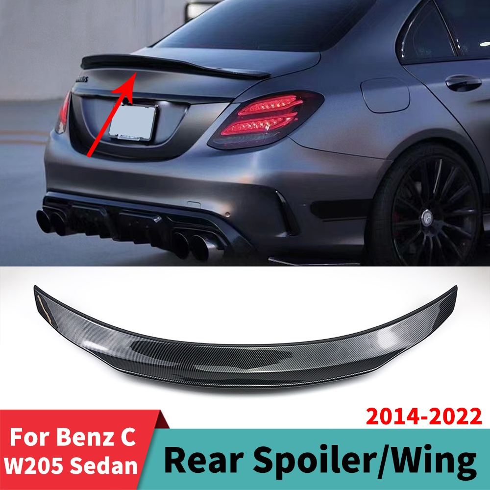 สําหรับ Mercedes Benz C W205 และ C63 C43 PSM 4 ประตู 2014-2022 สปอยเลอร์ด้านหลัง Wing Facelift Boot Lip Tail กีฬา Refit อุปกรณ์เสริม Trim