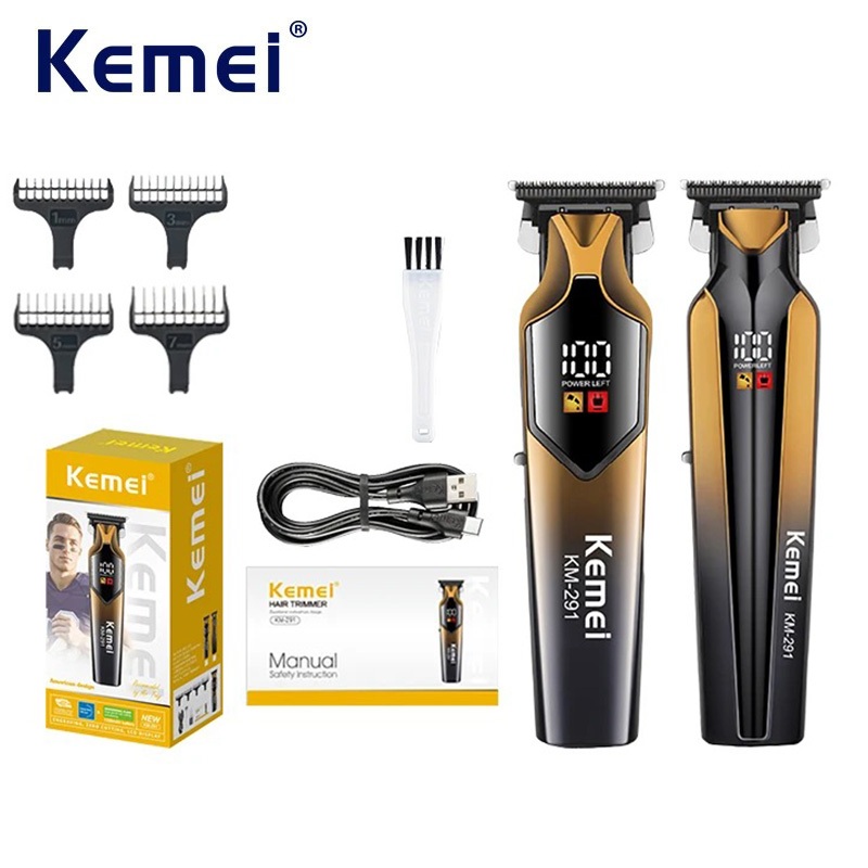 Kemei Professional Cordless Hair Trimmer ปัตตาเลี่ยนตัดผมไฟฟ้าผู้ชาย USB-C ชาร์จเสร็จสิ้นเครื่องตัดผม Beard Trimmer