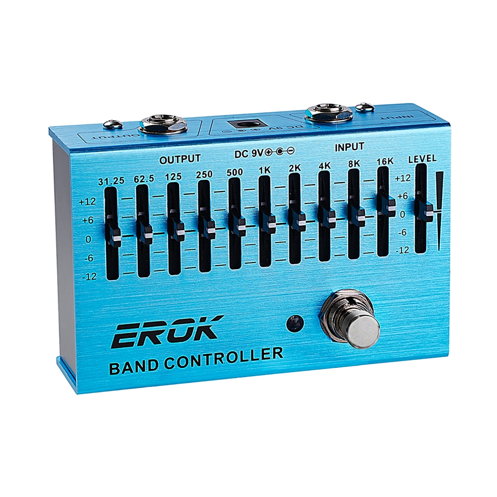EROK EQ Pedal สําหรับกีตาร์ไฟฟ้า,10-Band Equalizer Effects Pedal 10 ความถี่ (31.25Hz–16kHz)