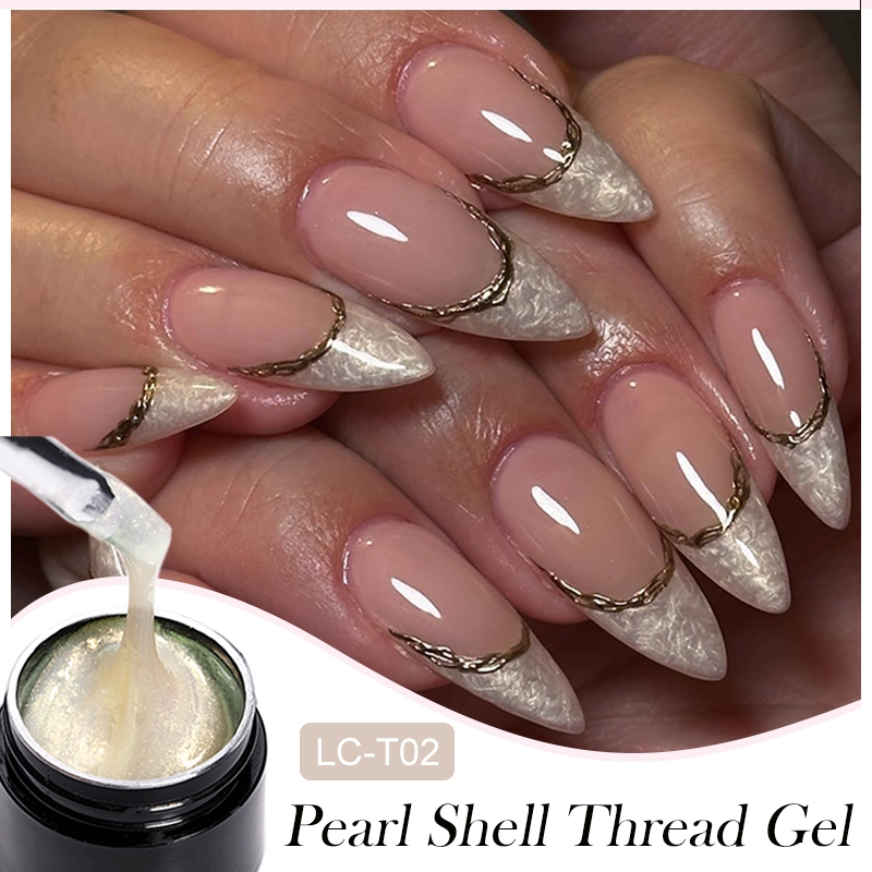 LILYCUTE Pearl Shell Thread Gel Polish Soak Off Aurora Thread Gel วานิช DIY กึ่งถาวร UV เจลเล็บเล็บ