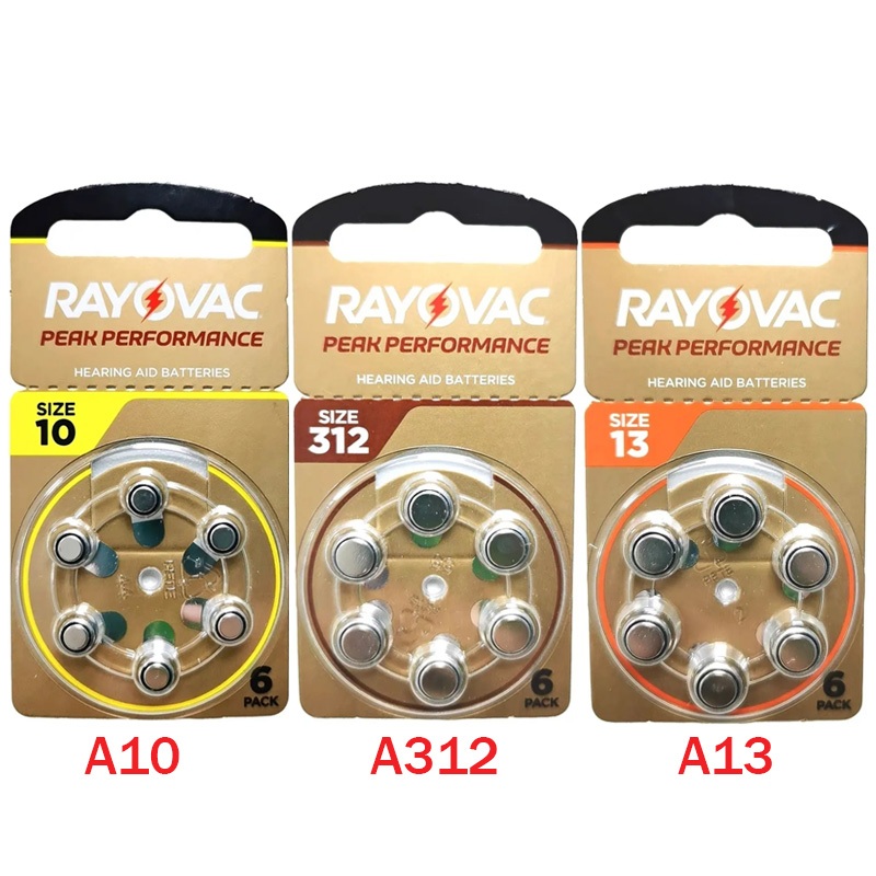 6pcs เครื่องช่วยฟังแบตเตอรี่/e312 A312 /e10 A10 P10 /A13 13A E13 /A675 e675 สังกะสี Air เครื่องช่วยฟังแบตเตอรี่