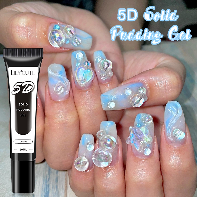 5D Solid Pudding เจลหลอด Emboss ภาพวาดเจลโปร่งแสง Jelly Gel เคลือบเงา DIY Nail Art Design
