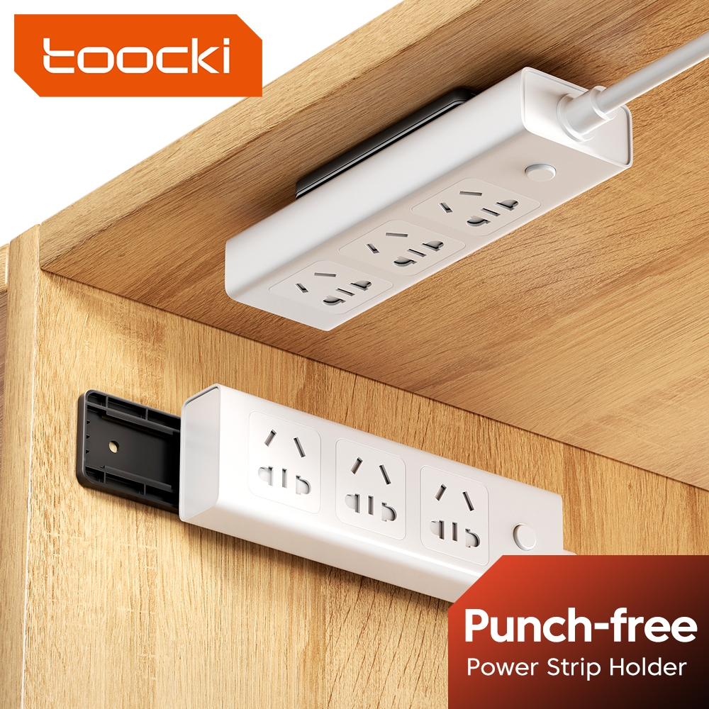 Toocki สติ๊กเกอร์ติดผนัง Punch-ฟรีถือปลั๊กไฟ Fixer Slider Self-Adhesive Socket Fixer Seamless Power Strip Holder