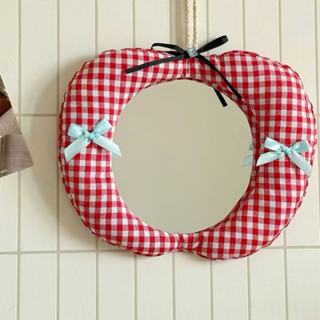 กระจกบรรจุผ้าฝ้ายน่ารักสามารถแขวนกระจกแต่งหน้ากระจกตกแต่งทนแ…