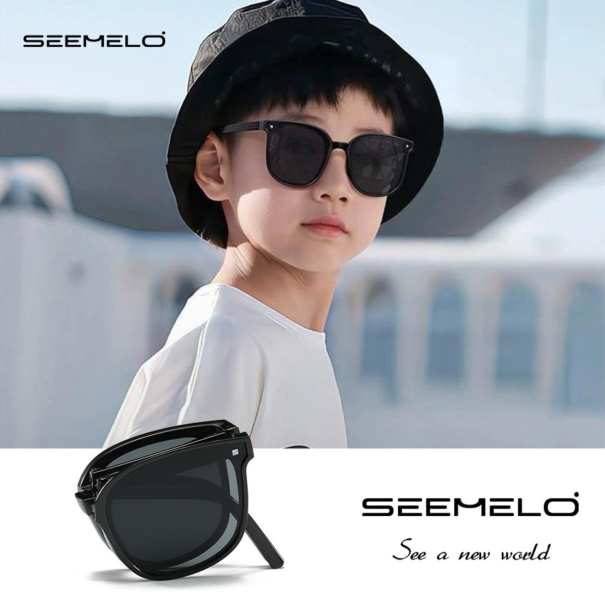 SEEMELO แว่นตากันแดดเด็กแว่นตากันแดดพับได้เด็กชายและเด็กหญิงแว่นตา ยูวี400 ป้องกันเด็กแฟชั่นแว่นกันแดดผู้ปกครองเด็กพร้อมแว่นตากรณี