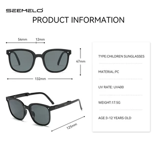 SEEMELO แว่นตากันแดดเด็กแว่นตากันแดดพับได้เด็กชายและเด็กหญิงแว่นตา ยูวี400 ป้องกันแฟชั่นกันแดดผู้ปกครองพร้อมตากรณี