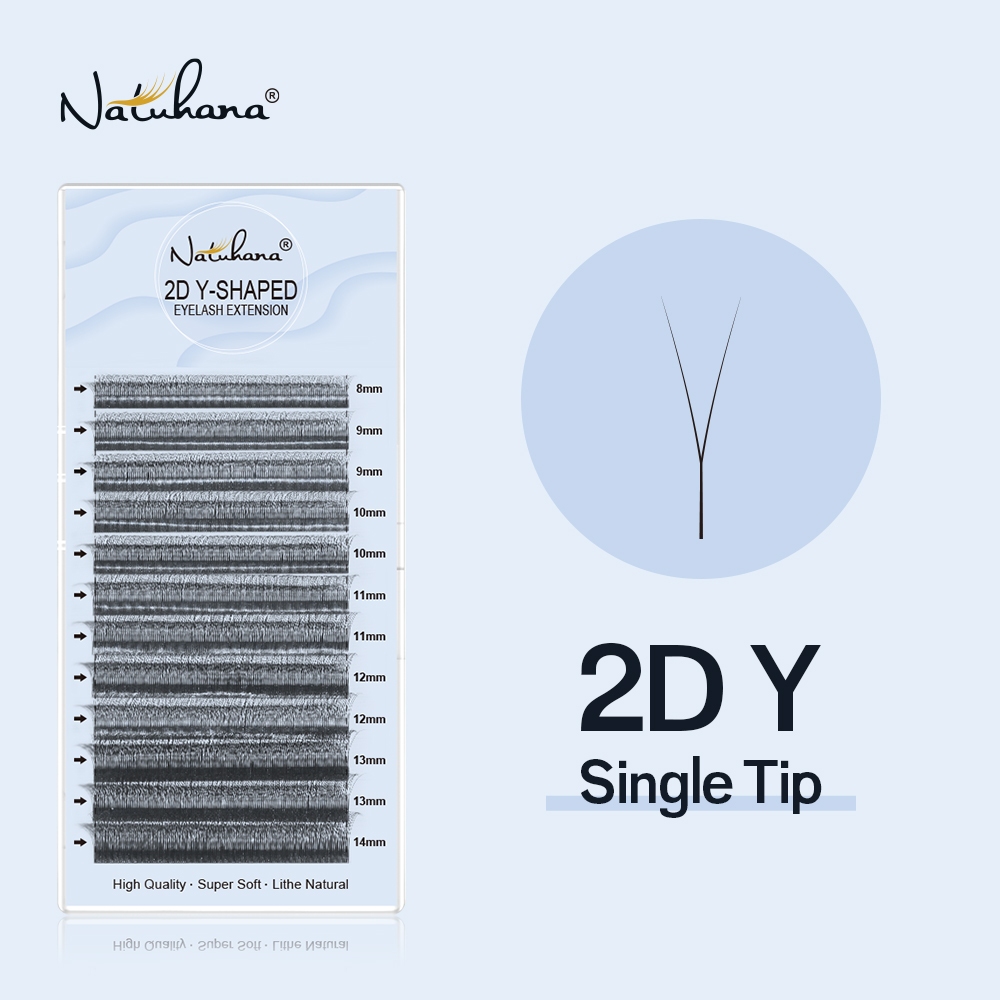 NATUHANA 2D YY Eyelash Extensions Y Shape Premade Volume แฟนทําด้วยมือธรรมชาติ Soft Premium Lashes