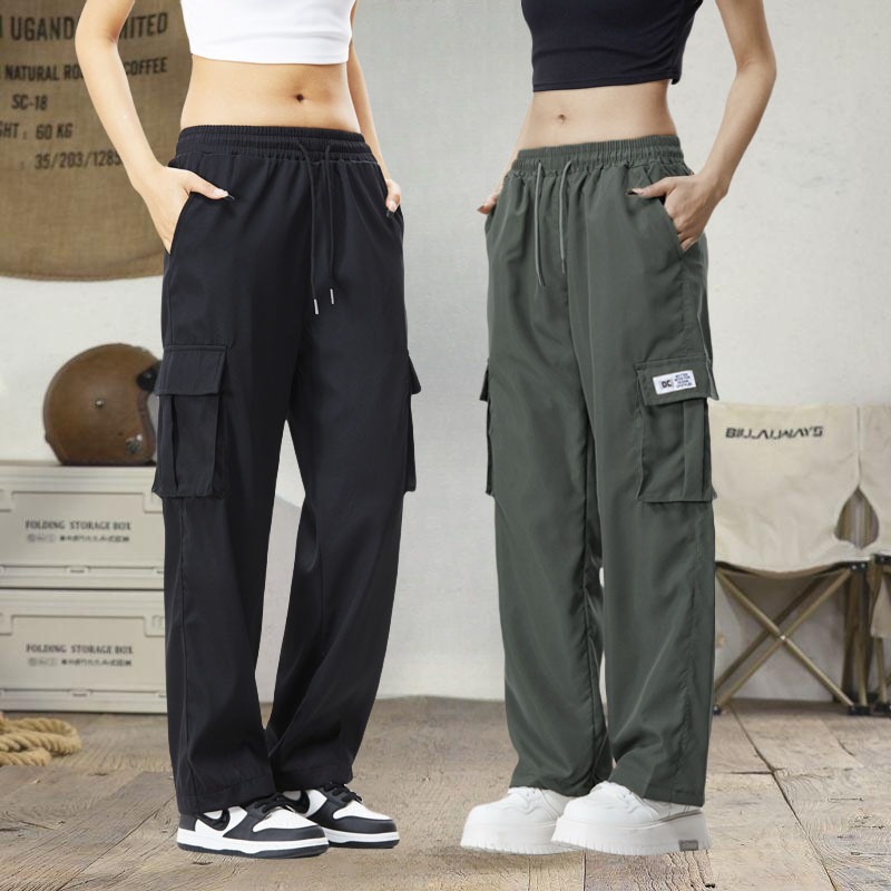 กางเกงขายาวเอวเป็นยางยืด ทรงสวย มีกระเป๋า ผ้าหนานุ่ม สวมใส่สบายสันทนาการเสื้อผ้า