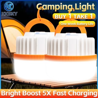 KKSKY BUY 1 TAKE 1 Emergency Lights Rechargeable LED Bulb Portable Camping Light Multifunctional Outdoor Lighting Waterproof for Brownout Night Market Movable Light 200W 2000W 80000W