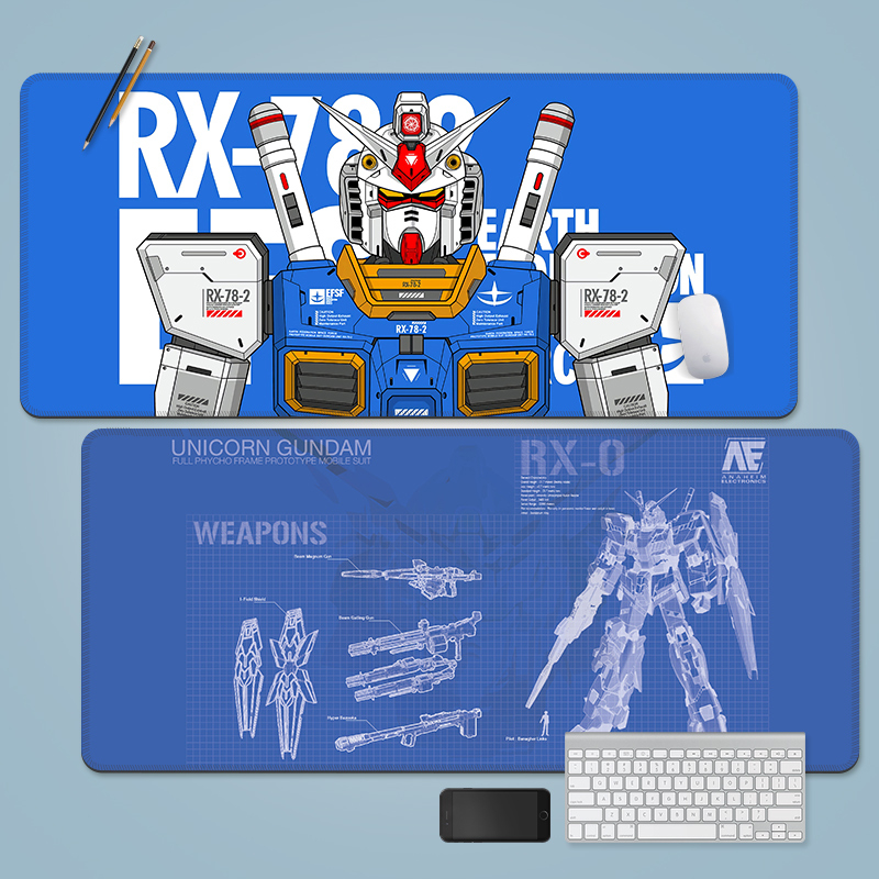 แผ่นรองเมาส์ขนาดใหญ่สุด GUNDAM/RX-78-2 Mobile Warrior Gundam Competitive Gaming Table Pad Steel Bullet Warrior GUNDNA Unicorn หนาล็อคขอบปรับแต่ง Cool Table Pad