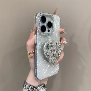 3d แฟลชเพชรกระจกรูปหัวใจ soft tpu เคสโทรศัพท์สําหรับ iphone 17 promax 16 15 14promax 14plus 13 pro max 12 pro max 11 ปกอ่อนโทรศัพท์
