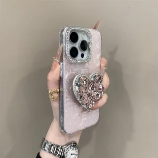 3d แฟลชเพชรกระจกรูปหัวใจ soft tpu เคสโทรศัพท์สําหรับ iphone 17 promax 16 15 14promax 14plus 13 pro max 12 pro max 11 ปกอ่อนโทรศัพท์