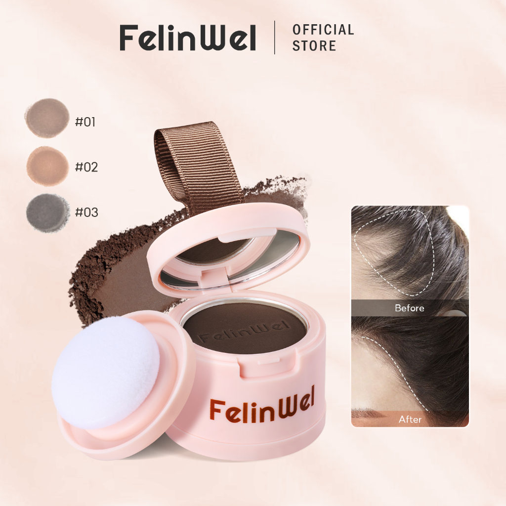 FelinWel - แป้งเติมเงาผม พร้อมกระจกและพัฟในตัว แป้งเติมเงาผมได้ในทันที แป้งเงาผม
