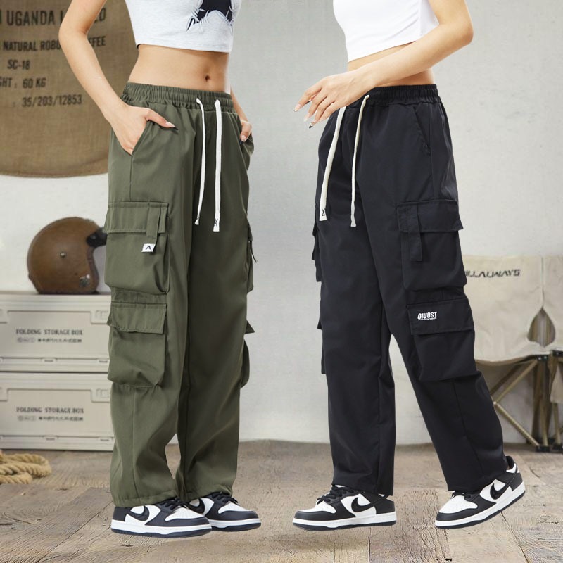 🔥สีทึบกางเกงเอวสูงสไตล์เกาหลี ย้อนยุค แฟชั่นหลวม 3 ตัวเลือกสี🔥เสื้อผ้าผู้หญิงกางเกงขายาว