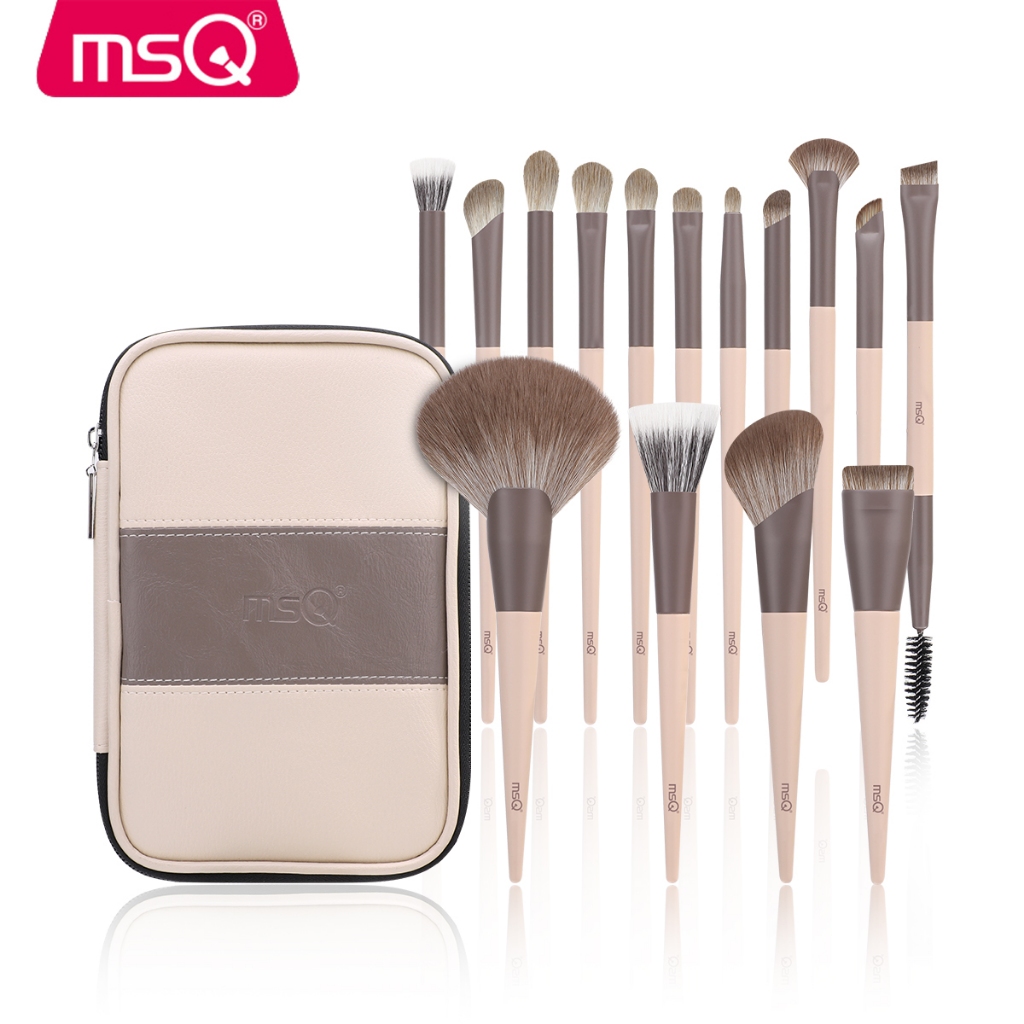 นางสาว แปรงแต่งหน้า 15ชิ้น กาแฟมืออาชีพชุดแปรงแต่งหน้าที่มีแปรงผงแปรงอายแชโดว์จมูกแปรงใบหน้าแปรงอายแชโดว์สัตว์ขน