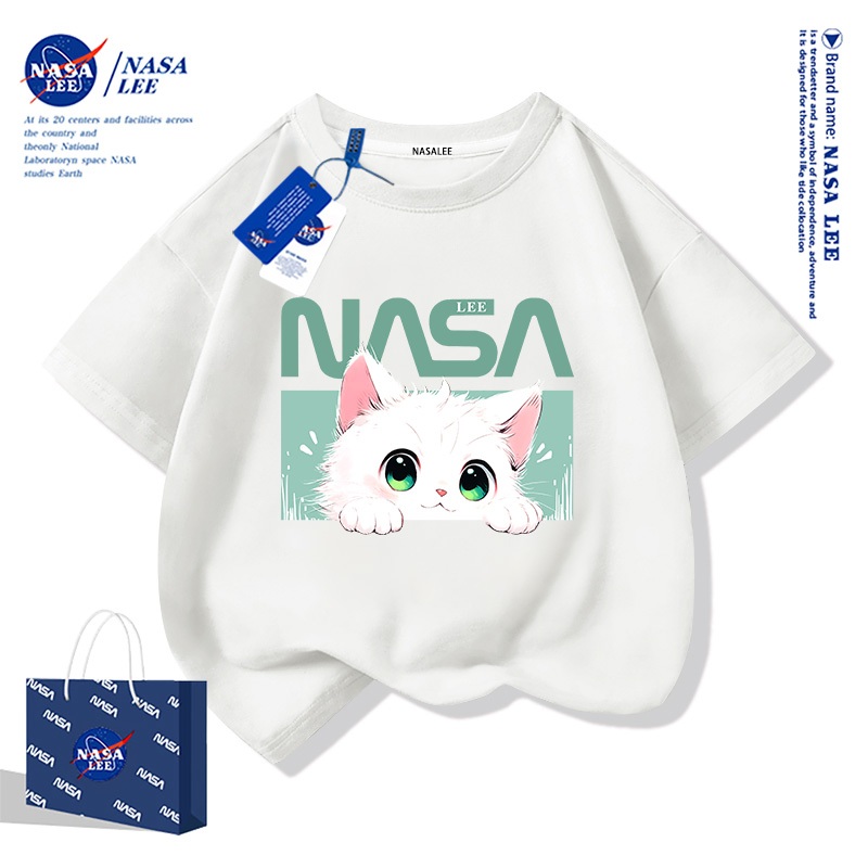 【ส่งเร็ว 48 ชม.】เสื้อยืด NASA ผ้าฝ้ายนุ่ม ลายแมวน่ารัก ระบายอากาศดี สไตล์ไทย ใส่ได้ทั้งครอบครัว