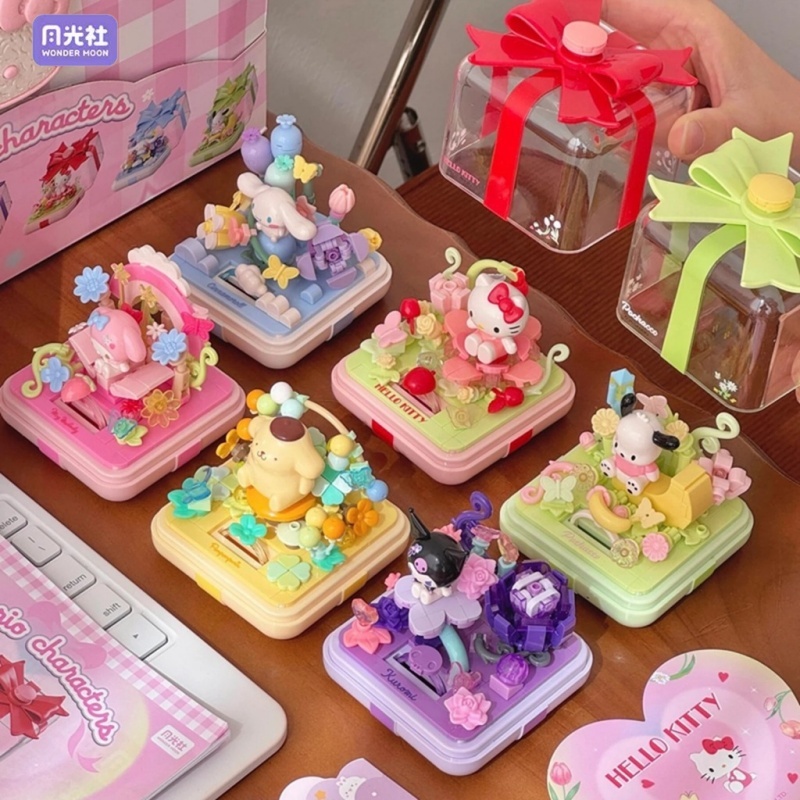 [ของแท้] Sanrio Fingertip Building Blocks Mystery Box hellokitty Kuromi Melody Cinnamon Dog Birthday Gift