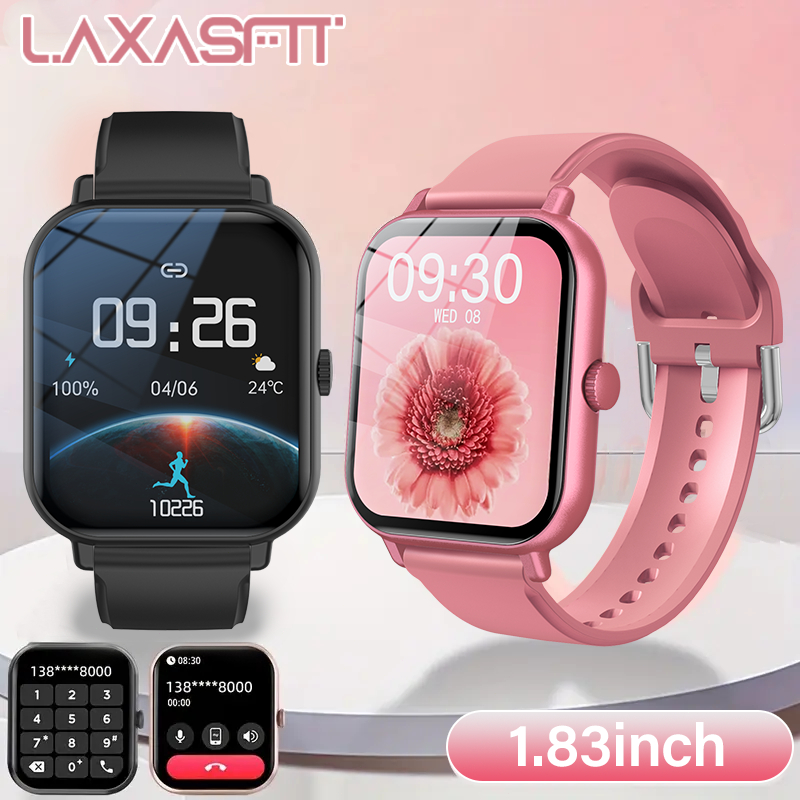 LAXASFIT นาฬิกาสมาร์ทใหม่เต็มจอสัมผัสนาฬิกาฟิตเนสกีฬา นาฬิกาบลูทู ธ ของขวัญดิจิตอล