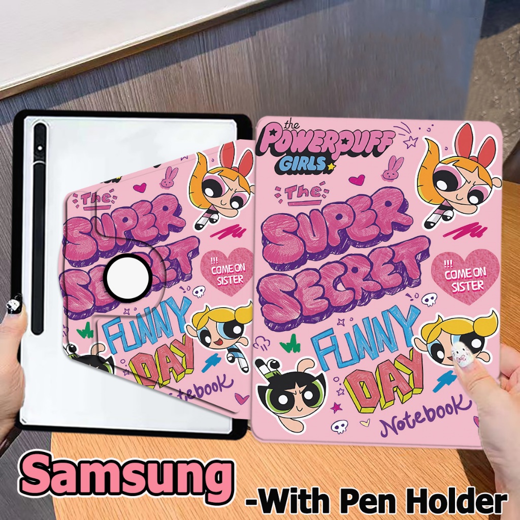 เคสฝาพับ ซัมซุง Tab case S6 lite S7 S8 S9 Galaxy Tab S10+ S7FE S9FE S9FE+ A8 A9 A9+ เคสฝาพับ Samsung Galaxy Tab S8+ S9+ S7+ A7 lite 360°หมุนตั้ง/นอนได้ วัสดุอะคริลิ เคส Galaxy /lovely Samsung case