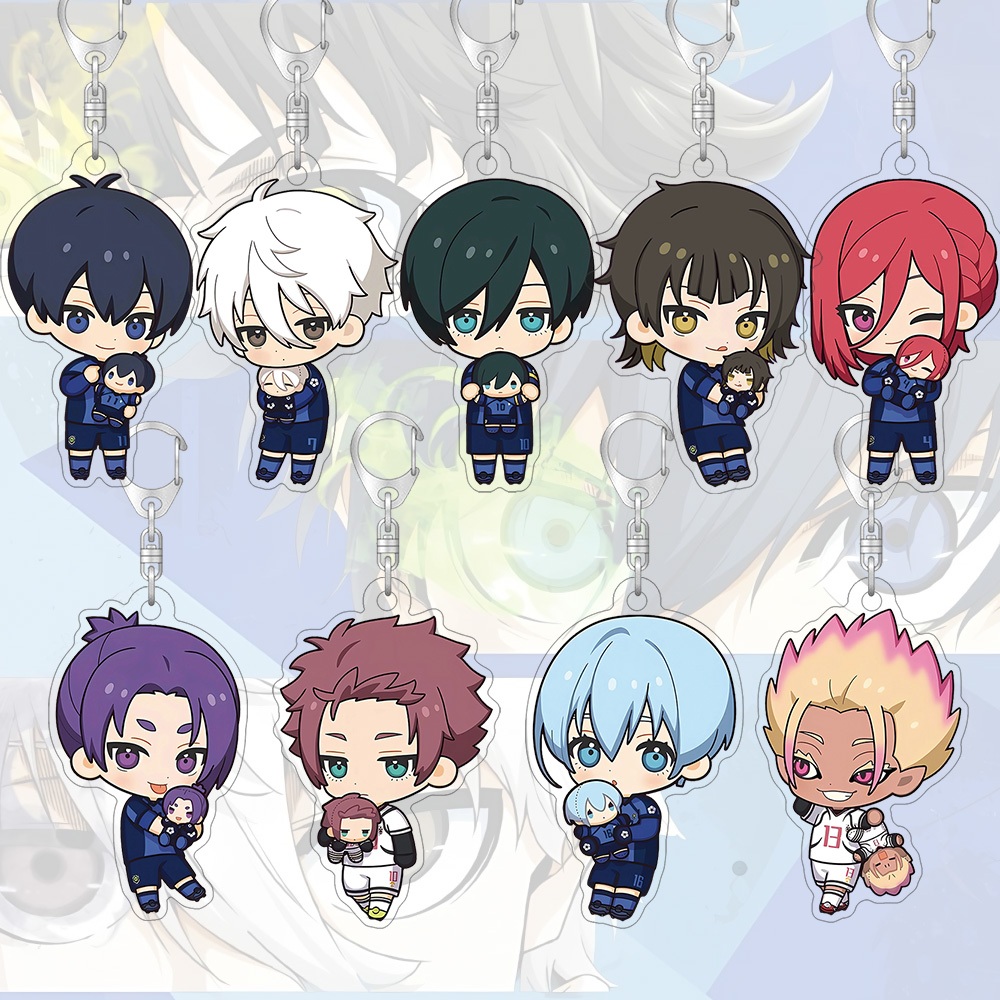 พวงกุญแจอะคริลิครุ่น ถาม สีฟ้าล็อคอุปกรณ์ต่อพ่วงจี้น่ารักอุปกรณ์อะคริลิคพวงกุญแจ