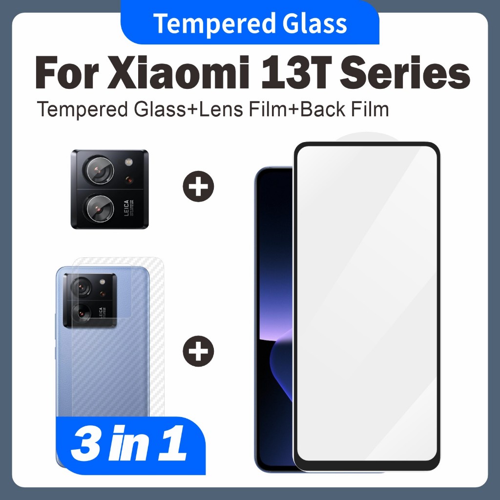 สําหรับ Xiaomi 13T 13T Pro 3-In-1 ชุดป้องกันหน้าจอ: กระจกนิรภัยความละเอียดสูง frosted ความเป็นส่วนตัวเซรามิคฟิล์มนุ่ม + h + ฟิล์มเลนส์กล้อง + ฟิล์มด้านหลังคาร์บอนไฟเบอร์
