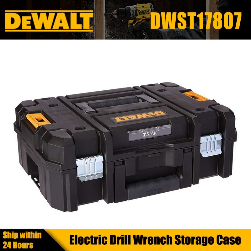 Dewalt DWST17807 กล่องเครื่องมือ TSTAK II Flat Top สว่านไฟฟ้าประแจอุปกรณ์เสริม Stackable Modular Storage Case