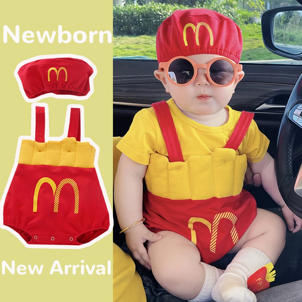 Newbron Baby Boy Cotton การ์ตูนน่ารัก McDonalds จั๊มสูททรงหลวมนุ่มสบาย (0-24 เดือน)
