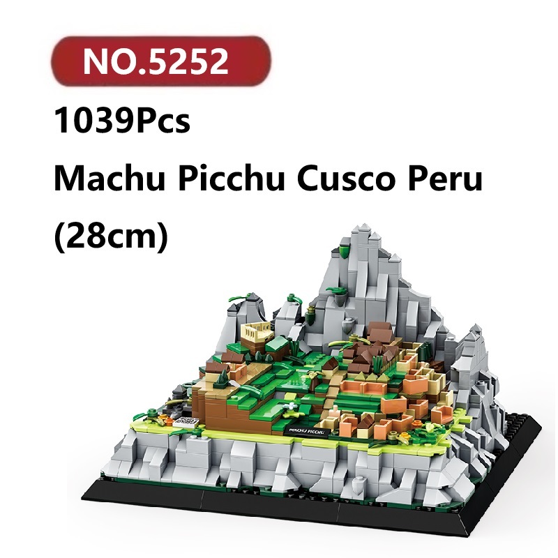 ✨Machu Picchu Cusco Peru อินคา Ruins Building Blocks 1039 ชิ้น WANGE สถาปัตยกรรมอิฐของเล่นชุดประกอบร