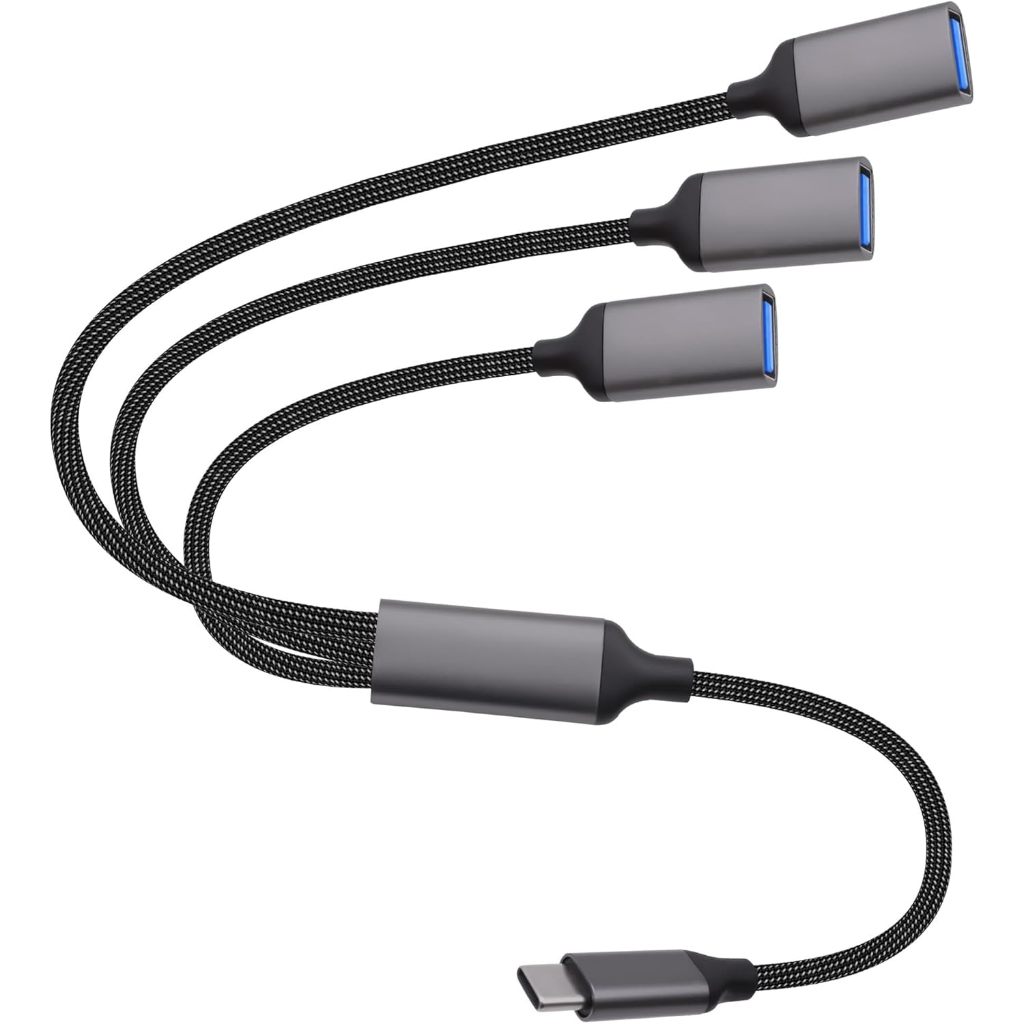 Type C เป็น USB OTG Splitter Cable Converter พอร์ต USB Expander Hub Adapter, Type-C ถึง 3 USB 2.0