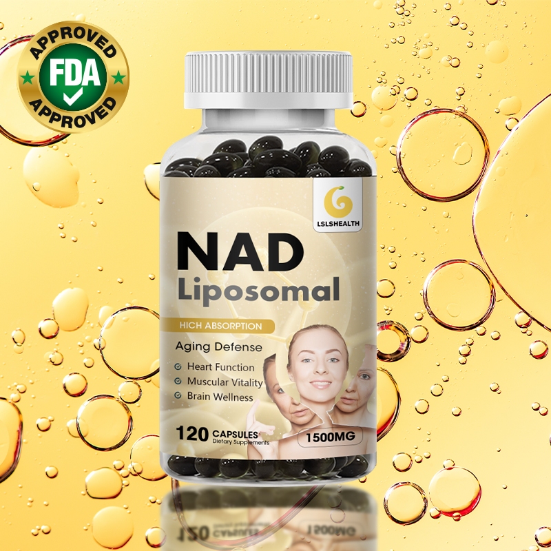 อาหารเสริม Liposommal NAD 1500 มก. NAD+อาหารเสริมบริสุทธิ์ 98% ด้วยการดูดซึมที่แข็งแกร่ง สามารถเสริมต่อต้านวัย พลังงาน และอายุยืนได้