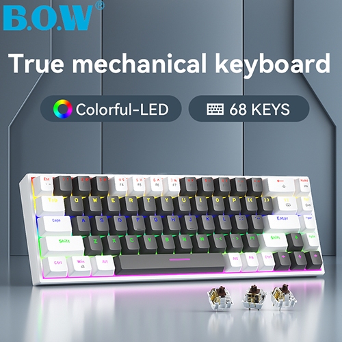 BOW Gaming Mechanical Keyboard 68 คีย์ G68S ABS Hot-swappable Wired Wireless Bluetooth Gaming Keyboa