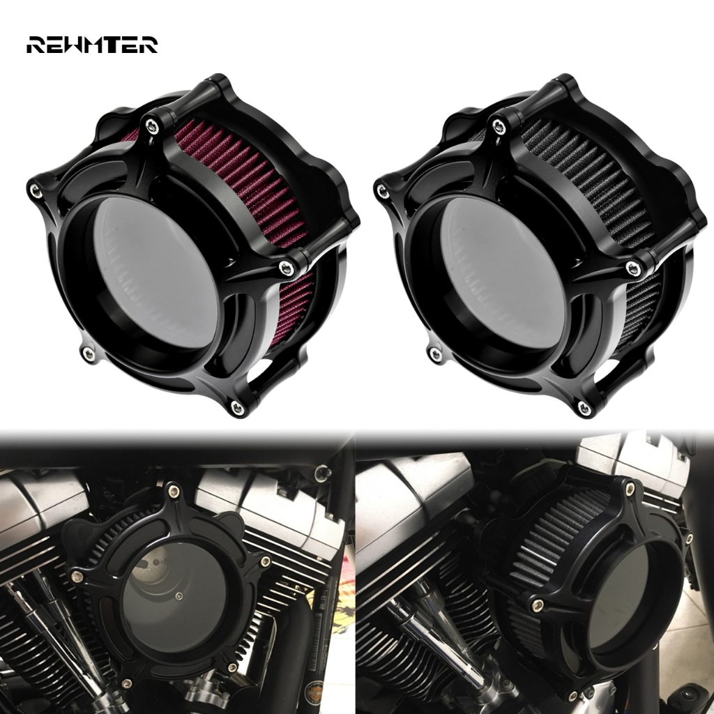 รถจักรยานยนต ์ Air Cleaner Intake Filter Billet CNC อลูมิเนียมสําหรับ Harley Dyna Softail Touring Sportster XL 883 Road Glide Fatboy