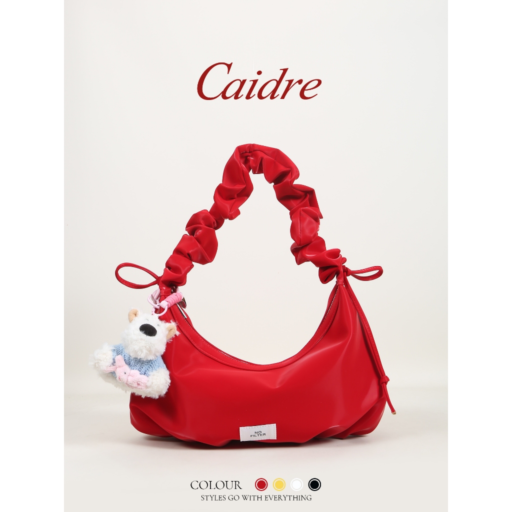 Caidre Pleated Cloud Bag กระเป๋าใต้วงแขนไหล่เดียวแบบพกพา Cross-Body Dumpling Bag