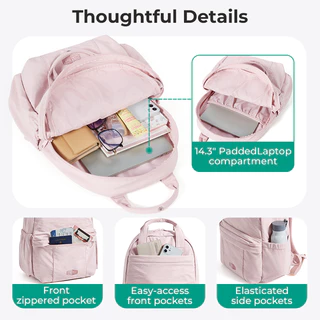 BAGSMAT Casual กระเป๋าเป้สะพายหลัง 14.3 นิ้วแล็ปท็อปกระเป๋าเป้สะพายหลัง Daypack SchoolBag College Bookbag ทํางานกลับแพ็คน่ารักคอมพิวเตอร์กันน้ํา