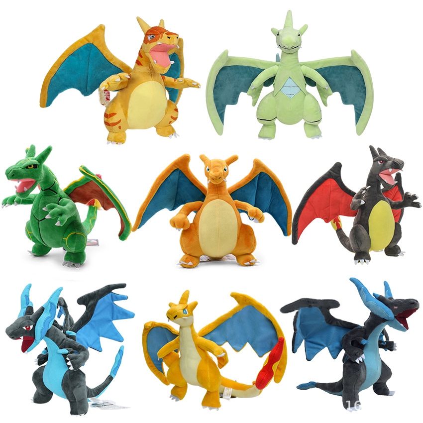 7 สไตล์ 21-38 ซม.XY อะนิเมะรูป Mega Charizard Rayquaza Tyranitar ตุ๊กตาของเล่นตุ๊กตาถือหมอนนุ่มยัดไส้สําหรับเด็กของขวัญวันเกิด