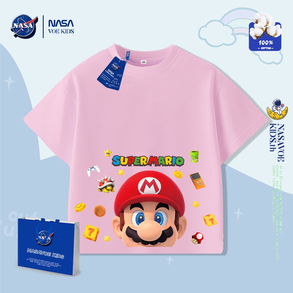 พร้อมส่งภายใน 24 ชม. NASAVORBABY Boys Short-Sleeved mario การ์ตูนแขนสั้นผ้าฝ้ายเสื้อยืดผู้ชาย 2005 ใหม่ ราคา ถูกที่สุด ดีลบีเคเค แกลเลอรีภาพที่ 5